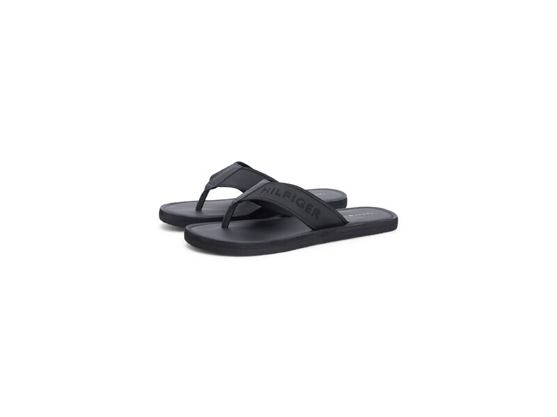 Tommy Hilfiger - HILFIGER LEATHER BEACH SANDAL - Schwarz 