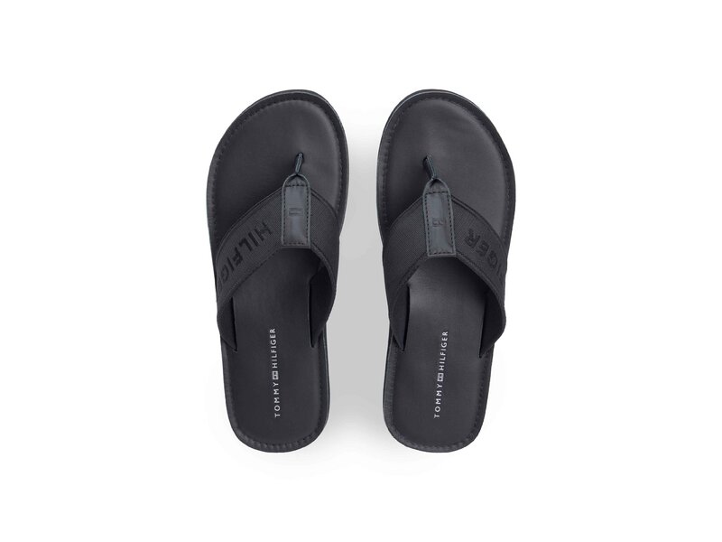 Tommy Hilfiger - HILFIGER LEATHER BEACH SANDAL - Schwarz 