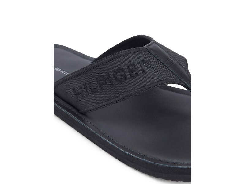 Tommy Hilfiger - HILFIGER LEATHER BEACH SANDAL - Schwarz 