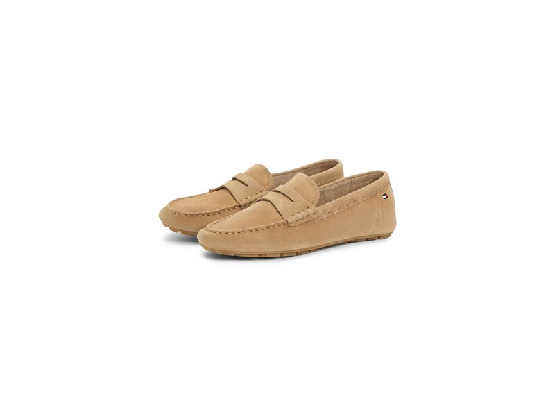 Tommy Hilfiger - FLAG SOFT SUEDE DRIVER LOAFER - Beige 