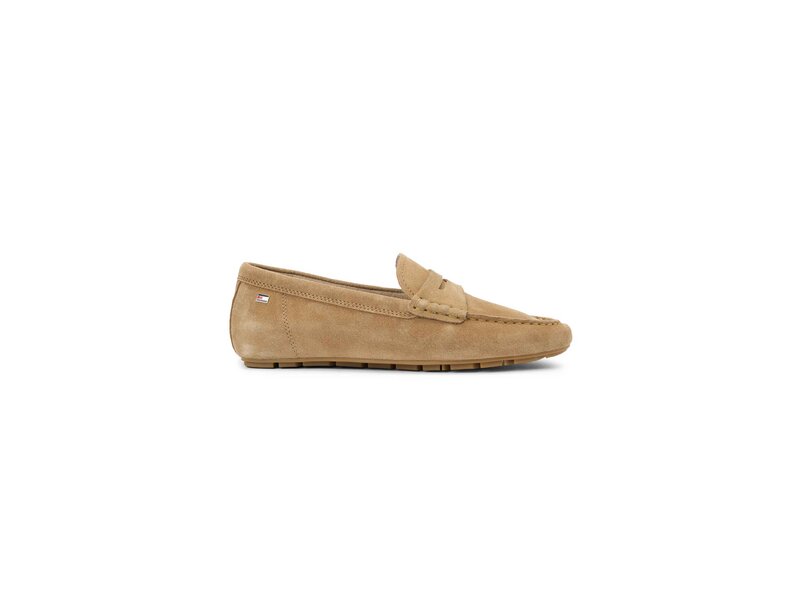 Tommy Hilfiger - FLAG SOFT SUEDE DRIVER LOAFER - Beige 