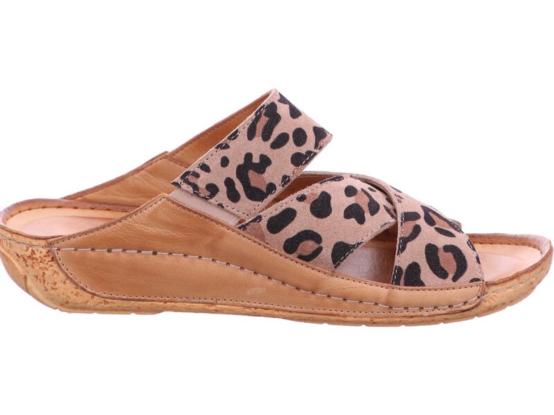 Gemini - Leopard/Kombi Pantolette - Beige 