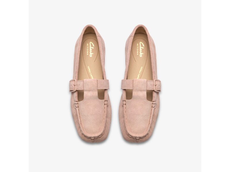 Clarks - Freckle Tbar Light Pink Suede - Rot 