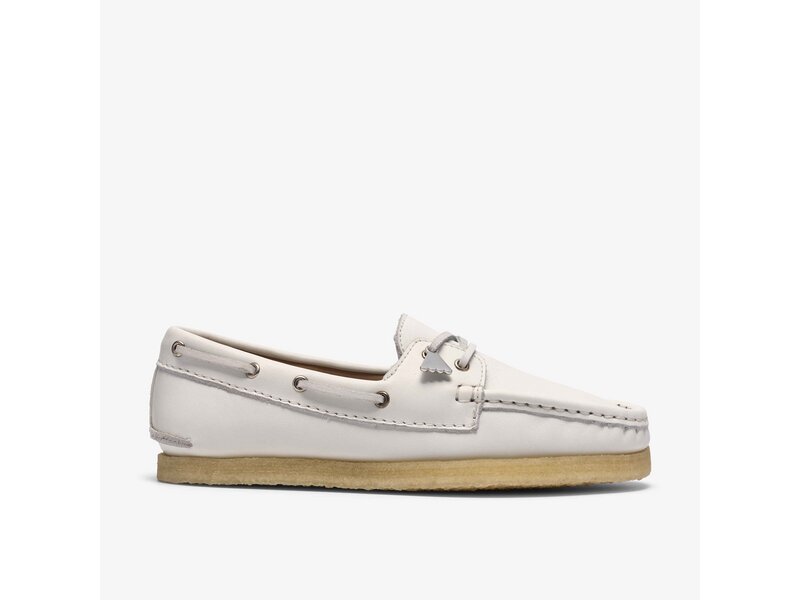Clarks - Godney Boat. White Grain Lea - Wei&szlig; 