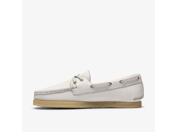 Clarks - Godney Boat. White Grain Lea - Wei&szlig;