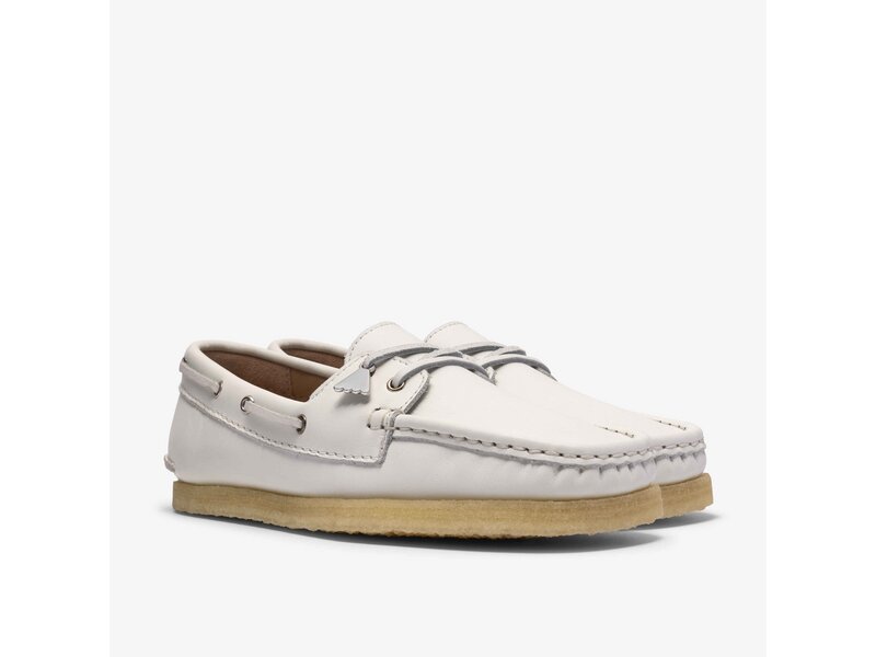 Clarks - Godney Boat. White Grain Lea - Wei&szlig; 