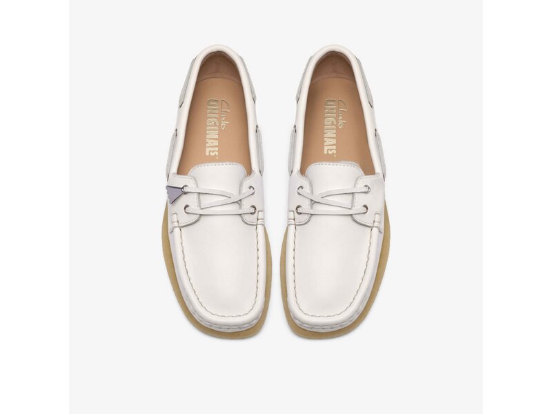 Clarks - Godney Boat. White Grain Lea - Wei&szlig; 