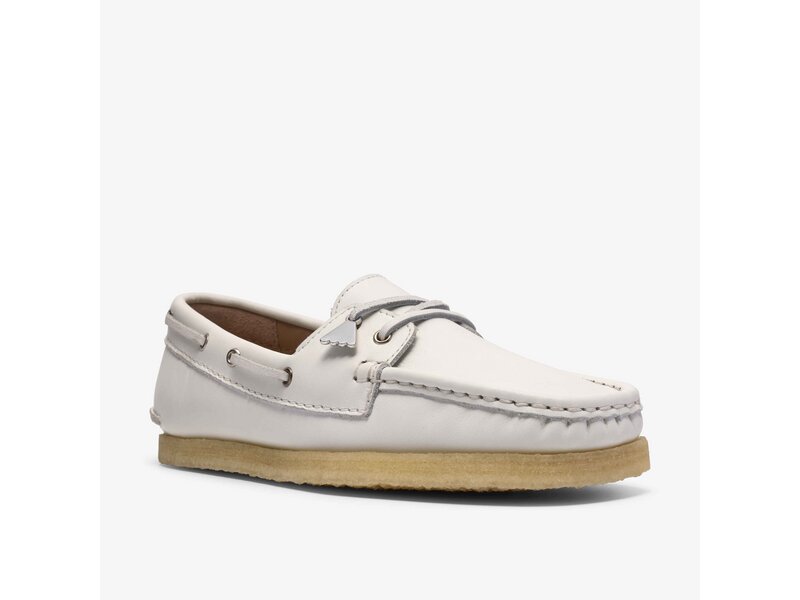 Clarks - Godney Boat. White Grain Lea - Wei&szlig; 