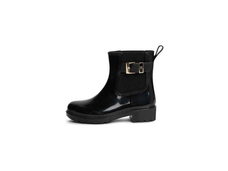 Tommy Hilfiger - Th Buckle Glossy Ankle Rain Boot - Schwarz 