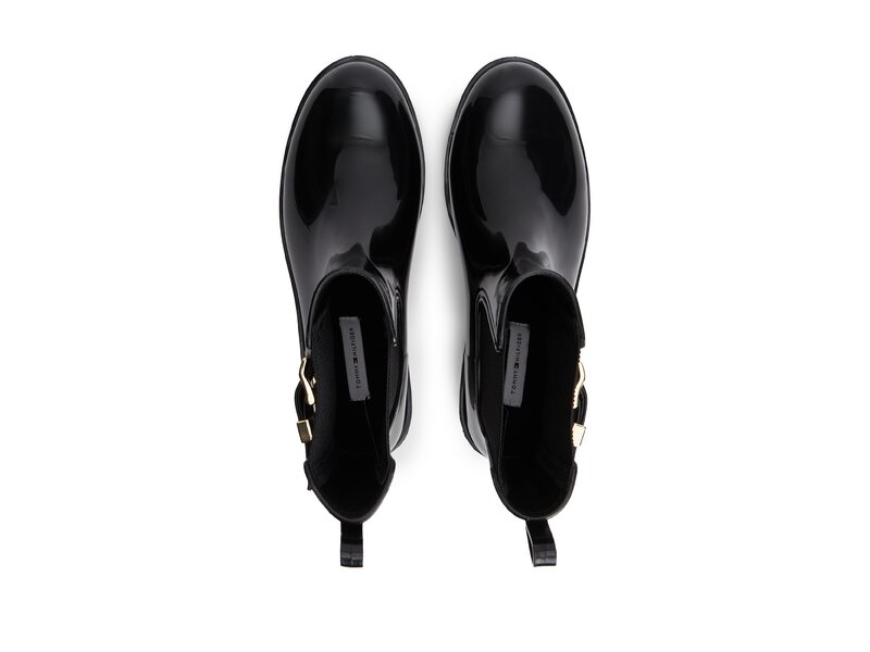 Tommy Hilfiger - Th Buckle Glossy Ankle Rain Boot - Schwarz 