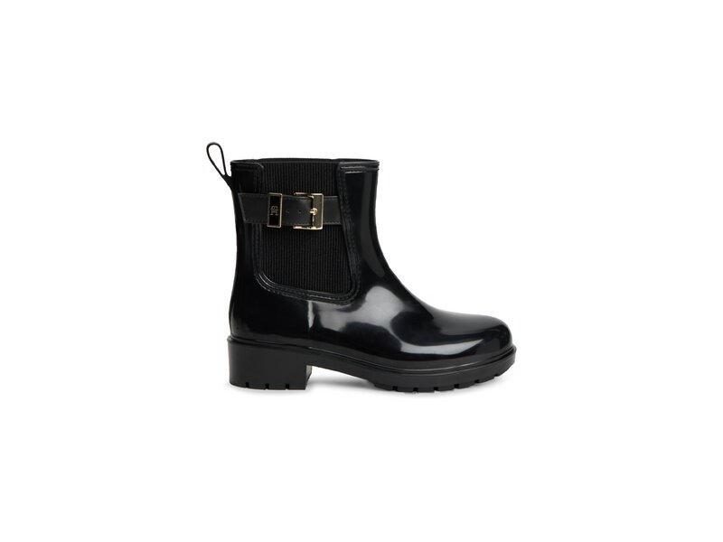 Tommy Hilfiger - Th Buckle Glossy Ankle Rain Boot - Schwarz 