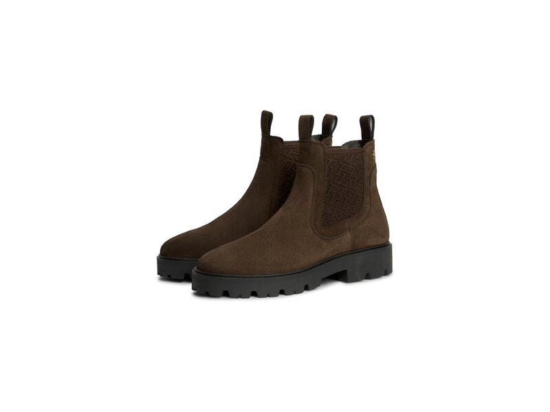 Tommy Hilfiger - Th Monogram Suede Chelsea Boot - Braun 