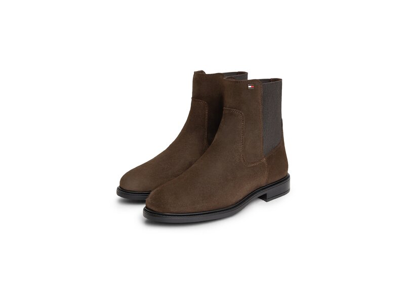 Tommy Hilfiger - Enamel Flag Suede Ankle Chelsea - Braun 