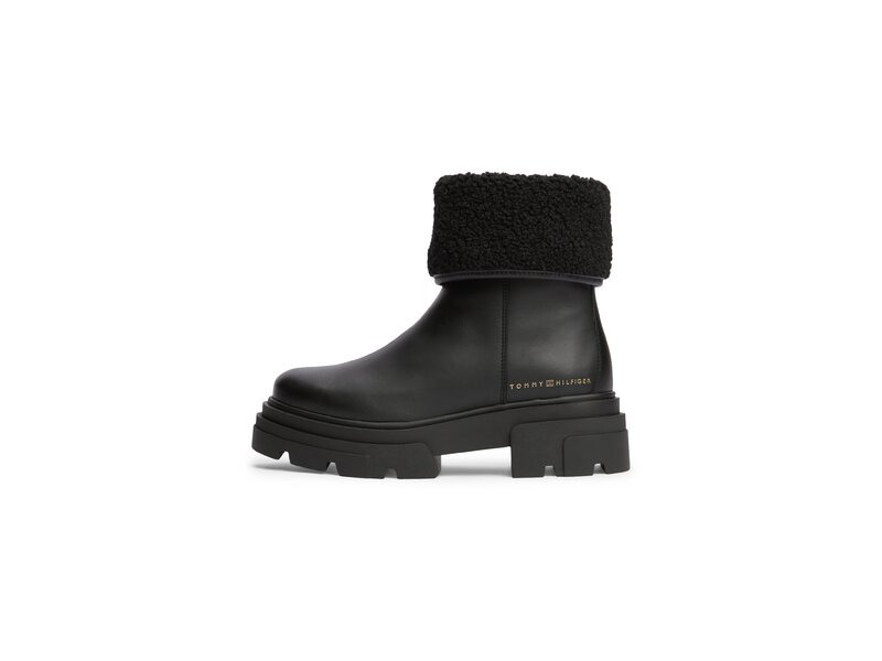 Tommy Hilfiger - Shearling Fold Chunky Ankle Boot - Schwarz 