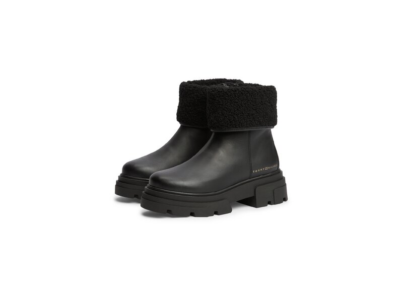 Tommy Hilfiger - Shearling Fold Chunky Ankle Boot - Schwarz 