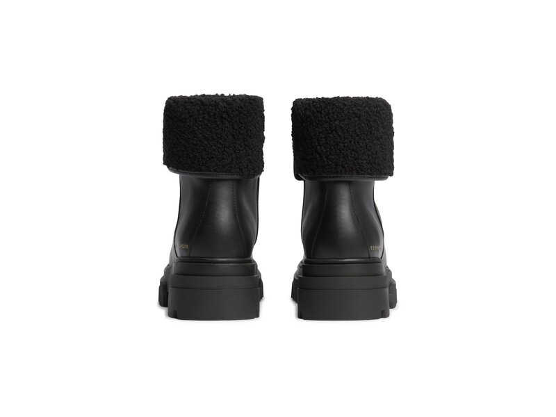 Tommy Hilfiger - Shearling Fold Chunky Ankle Boot - Schwarz 