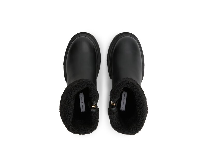 Tommy Hilfiger - Shearling Fold Chunky Ankle Boot - Schwarz 