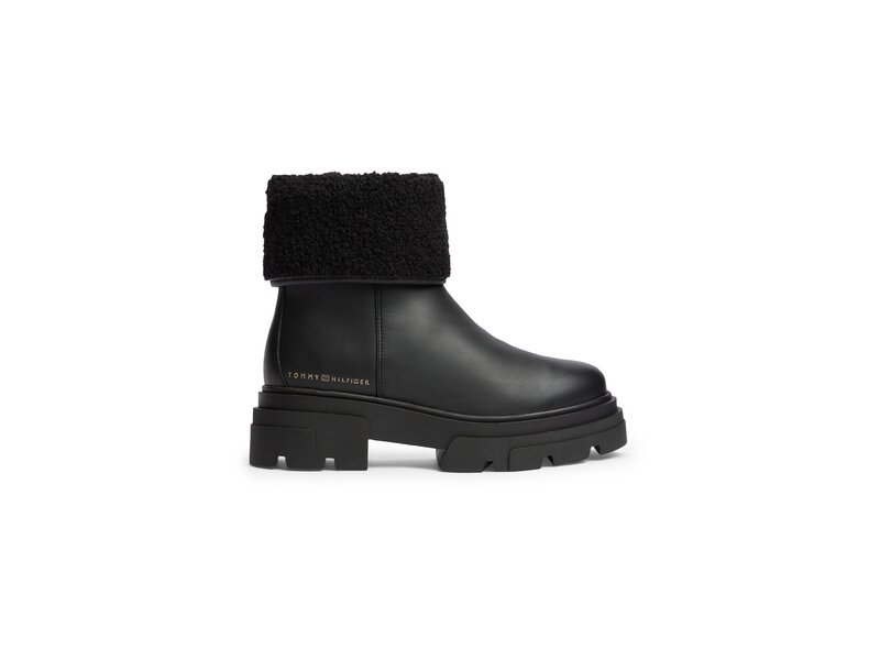 Tommy Hilfiger - Shearling Fold Chunky Ankle Boot - Schwarz 