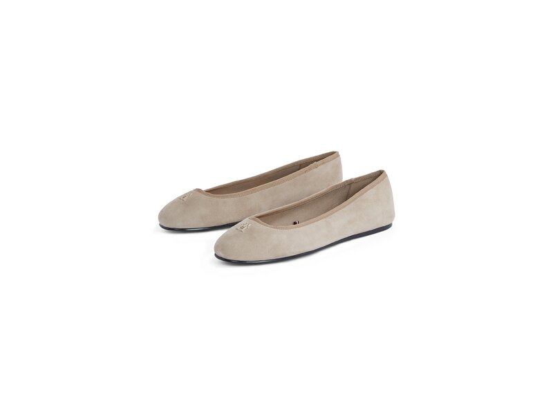 Tommy Hilfiger - TH HARDWARE SUEDE BALLERINA - Beige 