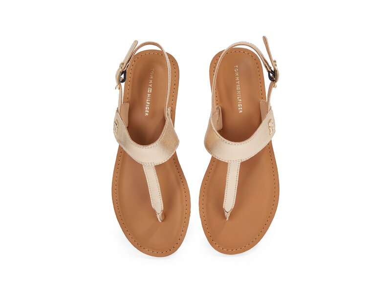 Tommy Hilfiger - METALLIC LEATHER THONG SANDAL - Gold 