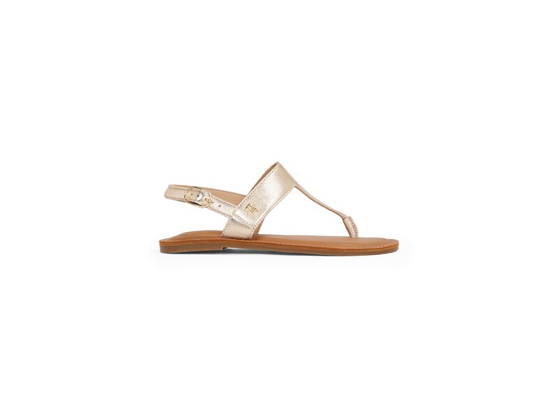 Tommy Hilfiger - METALLIC LEATHER THONG SANDAL - Gold 