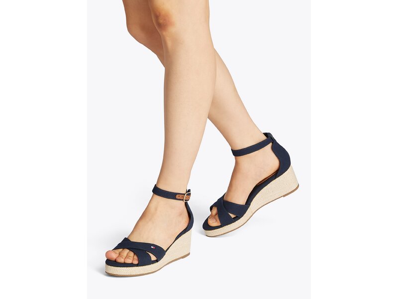 Tommy Hilfiger - FLAG CRISS-CROS MID WEDGE ESPAD - Blau 