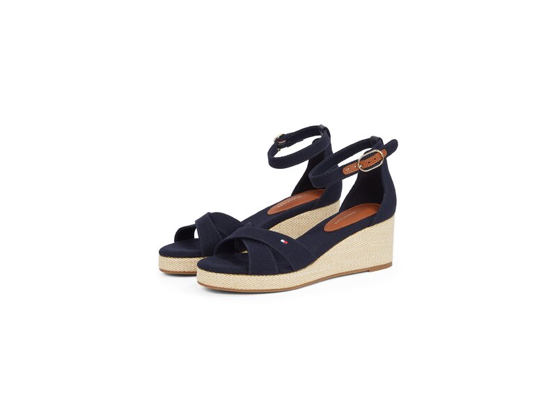 Tommy Hilfiger - FLAG CRISS-CROS MID WEDGE ESPAD - Blau 