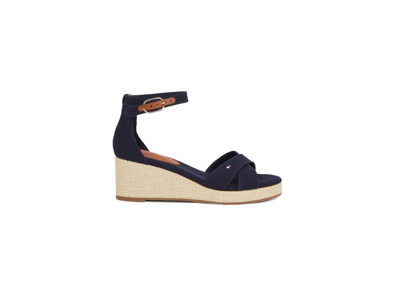Tommy Hilfiger - FLAG CRISS-CROS MID WEDGE ESPAD - Blau 