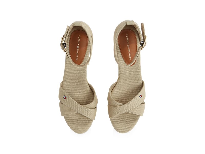 Tommy Hilfiger - FLAG CRISS-CROS MID WEDGE ESPAD - Beige 