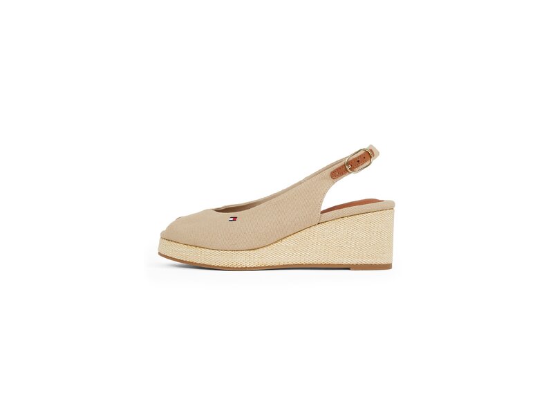 Tommy Hilfiger - FLAG MID WEDGE ESPAD SLINGBACK - Beige 
