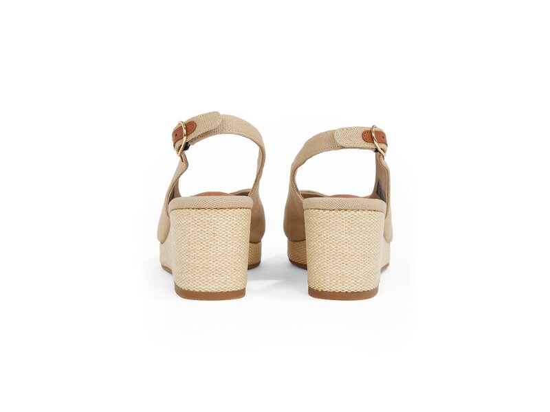 Tommy Hilfiger - FLAG MID WEDGE ESPAD SLINGBACK - Beige 