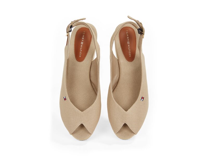 Tommy Hilfiger - FLAG MID WEDGE ESPAD SLINGBACK - Beige 